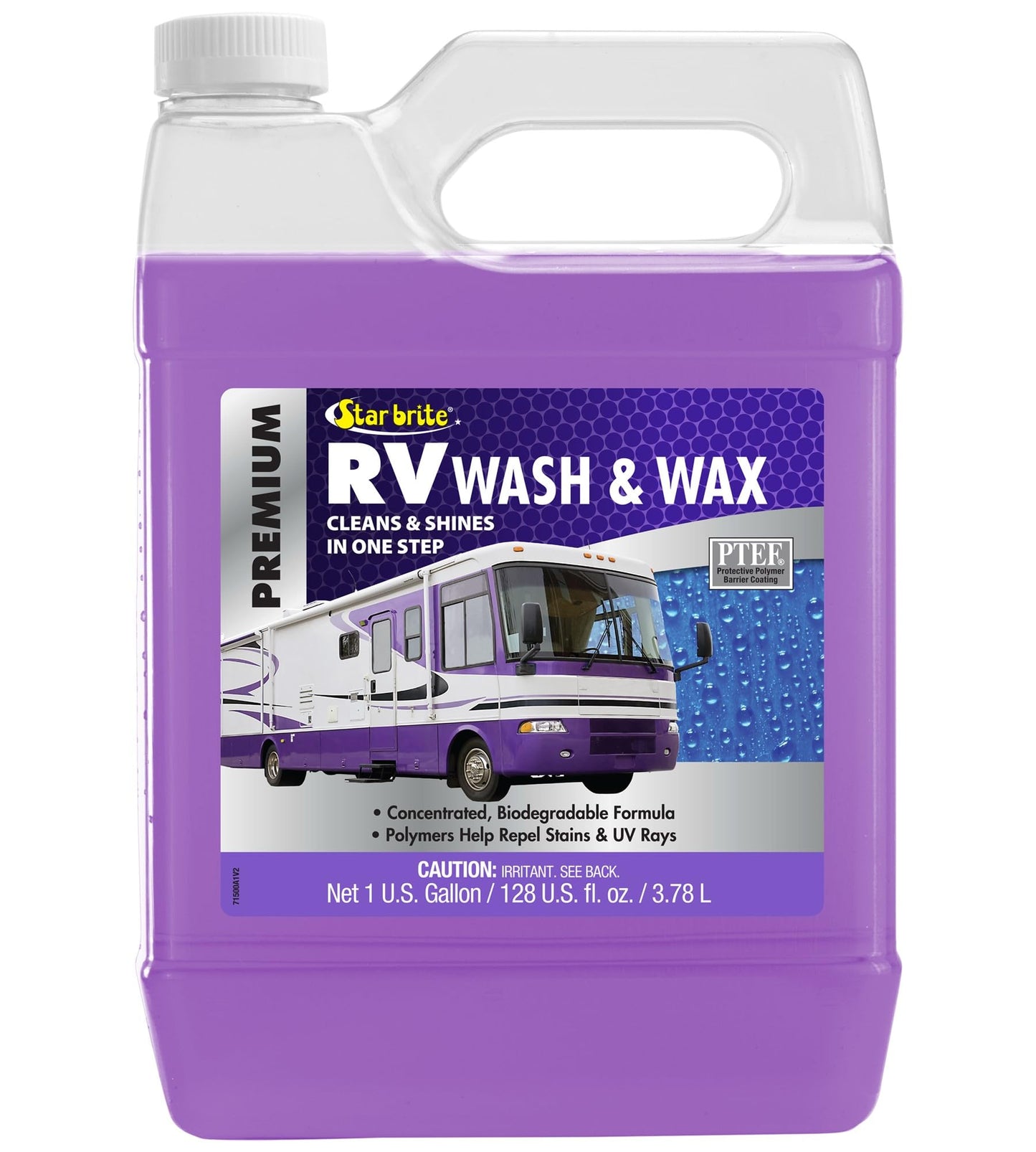 STAR BRITE RV Wash & Wax - Concentrated Cleaner - Cleans & Shines in One Easy Step + Repels Future Stains & Protects from UV Damage 128 Oz (71500)