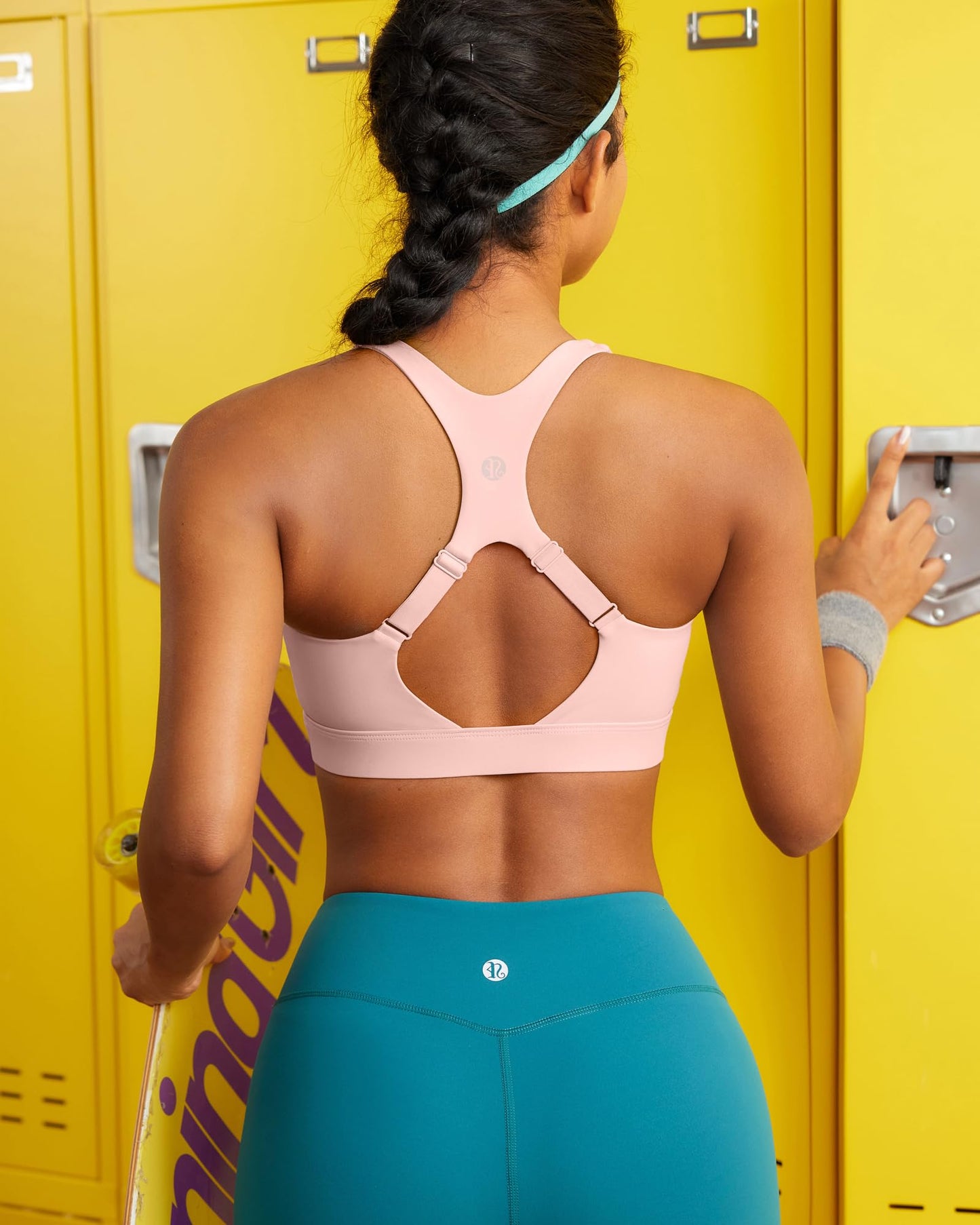 RUNNING GIRL High Impact Sports Bras for Women, Adjustable Straps Pink Sports Bra High Support Molded Cup Racerback Workout Bra(WX3143 Flush Pink M)
