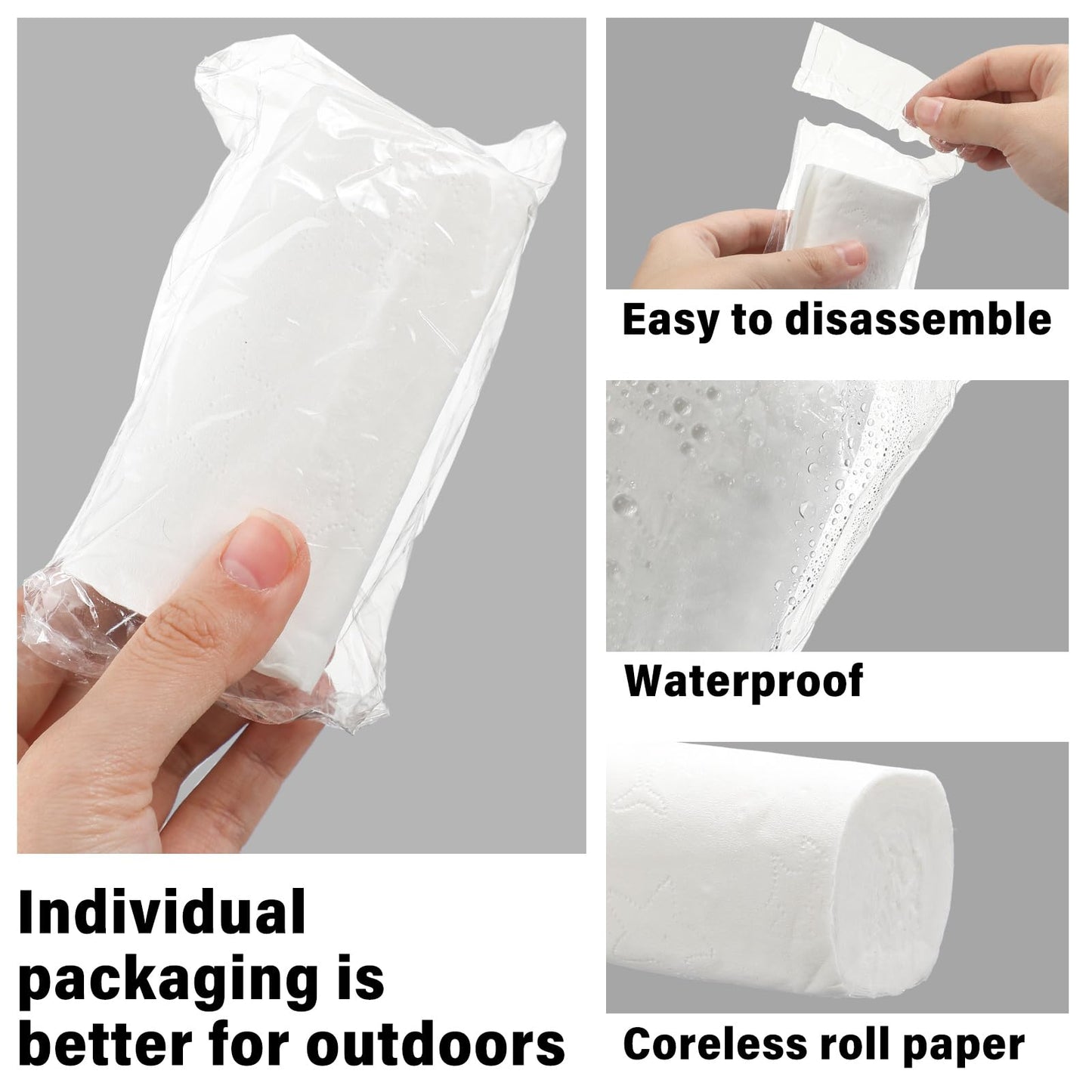 Affrolling 12 Rolls Travel Toilet Paper to Go Packs Soft Camping Toilet Paper Bulk Portable Travel Size Compact Pocket Coreless Tissue Rolls for Purses Women Hiking Camp RV Backpacking Outdoor (Clear)