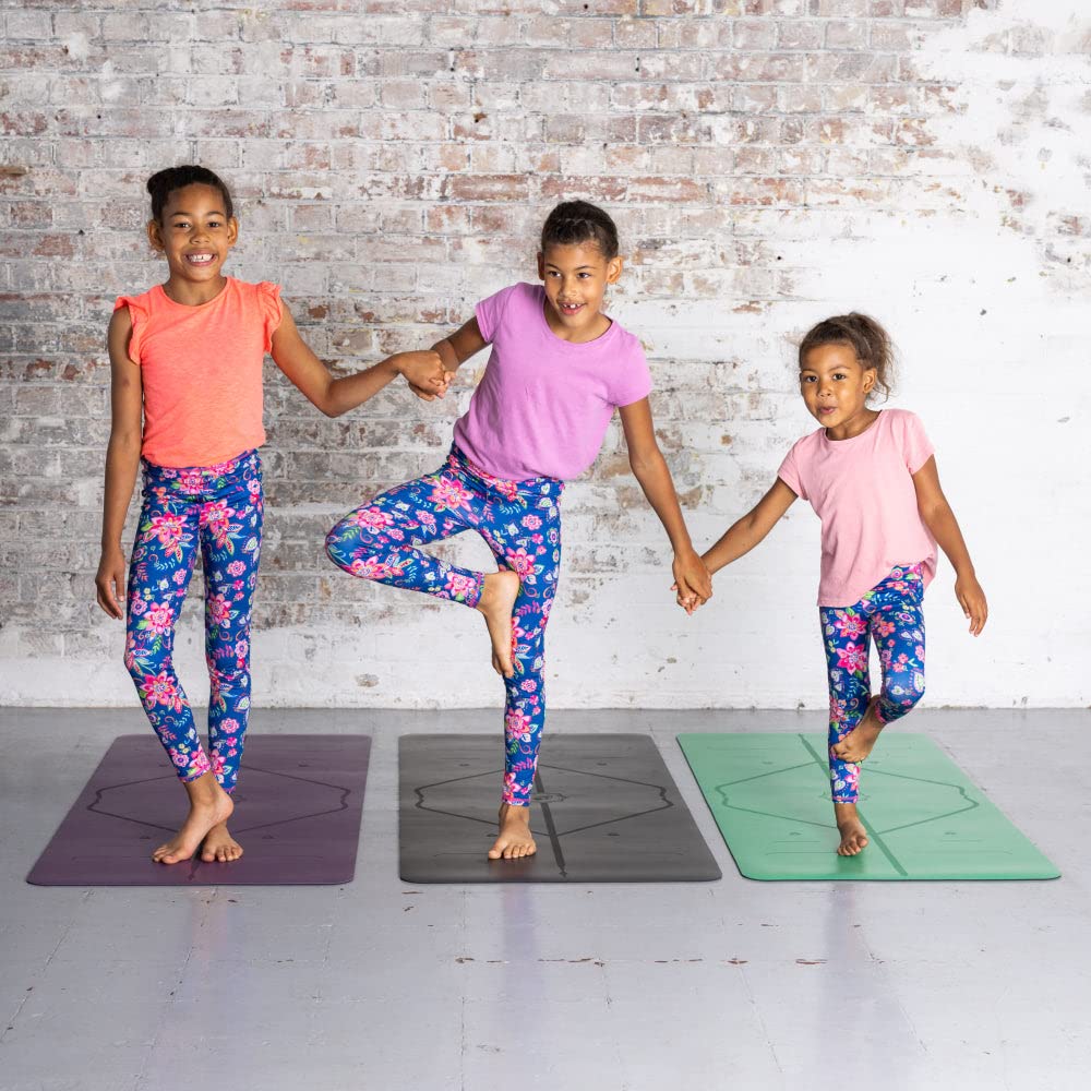 LIFORME Kids Classic Yoga Mat - Free Yoga Bag, Patented Alignment System, Warrior-like Grip, Non-slip, Eco-friendly, sweat-resistant, long, wide, 4.2mm thick mat for comfort