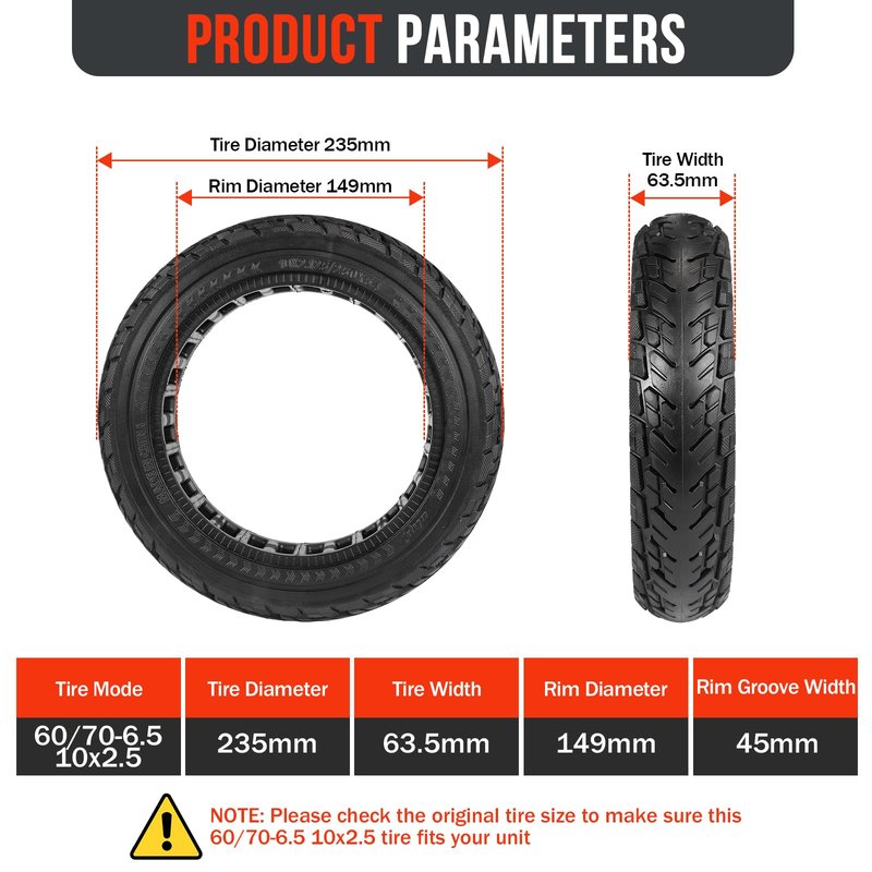 60/70-6.5 Scooter Tire,10x2.50 Solid Rubber Tire 10 inch Scooter Tires Replacement for Ninebot G30 Max / G30D Front or Rear 2 PCS