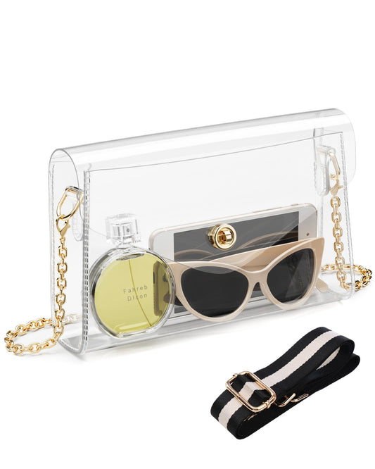 BS-VOG Clear Purse for Women, Clear Bag for Stadium Events with 2 Straps, Clear Crossbody Bag Stadium Approved for Concerts