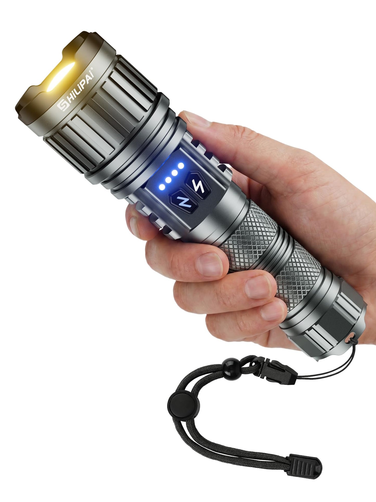 SHiLiPAi Dual White & Warm Flashlight,Rechargeable High Lumens Tactical Flashlight, 11 Modes Zoomable Waterproof Handheld Flashlight for Outdoor Camping Hiking Emergency