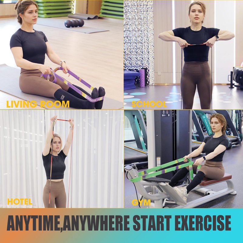 MOKRGYM Resistance Bands，Natural Rubber Non-Allergenic & Durable for Home&Gym Workouts Fitness Exercise (from Light to Heavy)