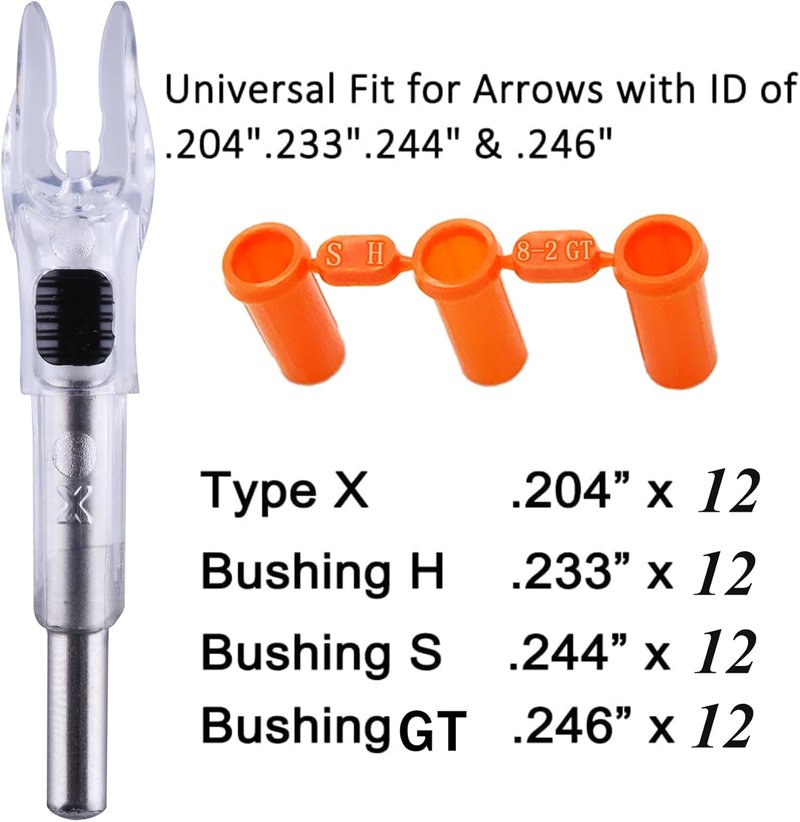 Lighted Nocks for Arrows - 12 Pack Universal Fit .204/.233/.244/.246 | ON/OFF Switch for Archery Hunting