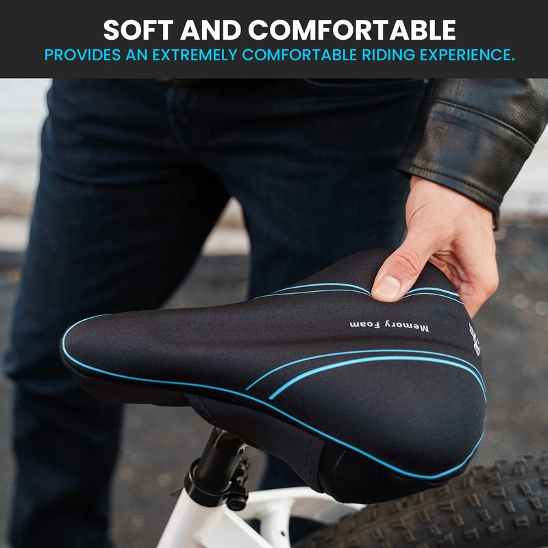 X WING Bike Seat Cover Padded Memory Foam fits Peloton, Peloton Bike+, City, Road & Mountain, Bike Seat Cushion Comfort for Men and Women, Bicycle Seat Cover with Cross-Stitch Velcro Straps