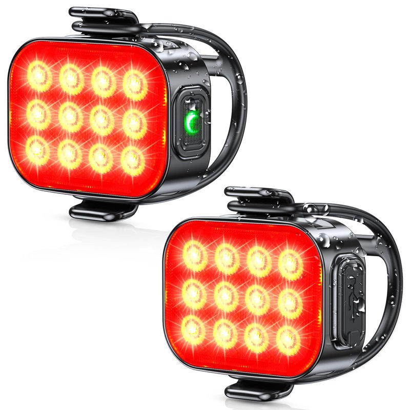 ISEYOU Bike Tail Light [2 Packs], USB Rechargeable Rear Bike Light for Night Riding, 6 Light Modes, IP65 Waterproof & Drop Resistant LED Bicycle Rear Light for Men Women Kids Road Mountain Cycling