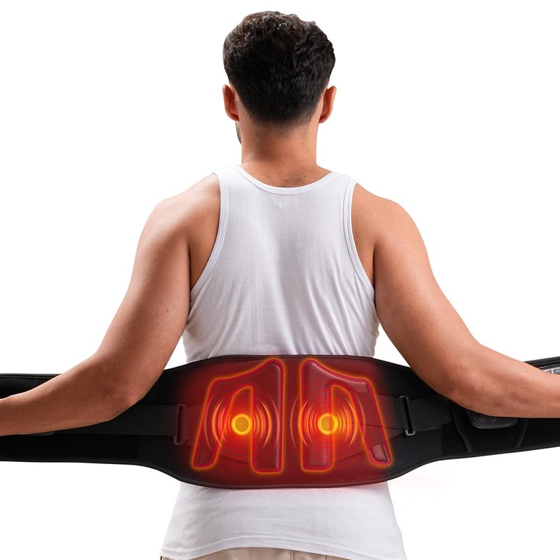 HOMVIMI Cordless Red Light Therapy Belt for Back Waist, Infrared Light Pad for Body Pain Relief, LED 660nm & 850nm Vibrating Massager with 3 Vibration, Back Brace Valentine Gifts for Men Women Mom Dad
