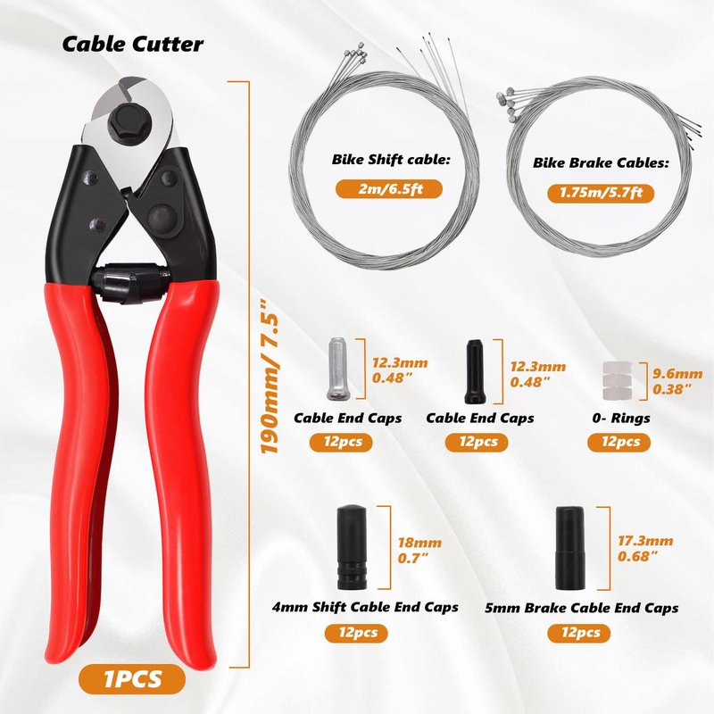 mankk 73PCS Universal Bike Brake Cable Kit and Housing Replacement Kit Stainless Steel Bike Cable Cutter Wire Cable Cutters with Cable End Caps and O-Rings for Mountain Road Bike Bicycle