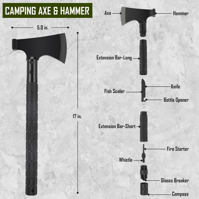Survival Kit, 268 Pcs Emergency Survival Gear and Equipment Supplies with First Aid Kit, Camping Axe, Headlamp, Crossbody Bag for Camping Hiking, Hunting, Gift for Christmas Men, Dads, Black