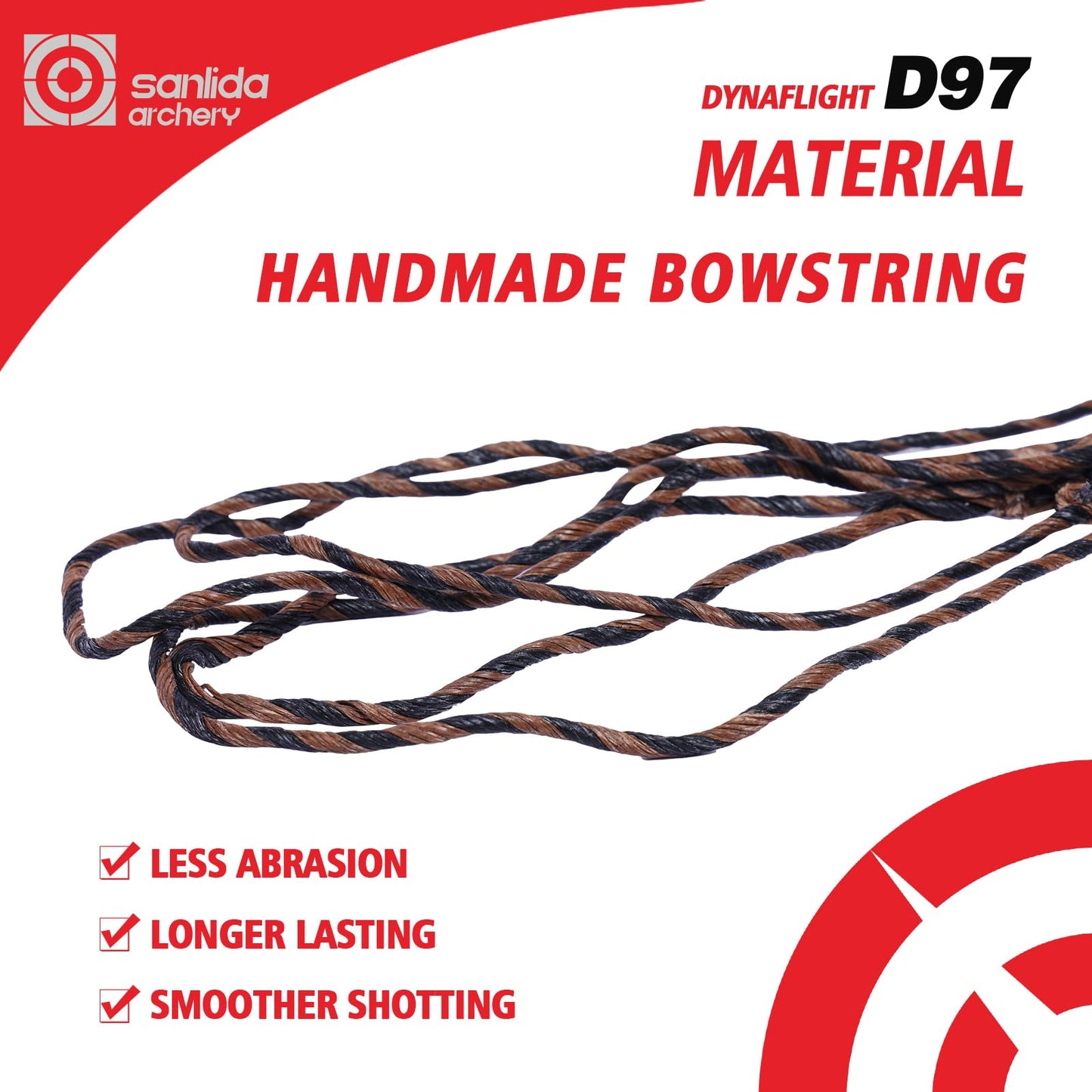 sanlida Archery 2PCS Dynaflight BCY D97 Handmade Flemish Twist Bow String Replacement for Traditional Longbow and Recurve Bow, 16 Strands，56 Inches