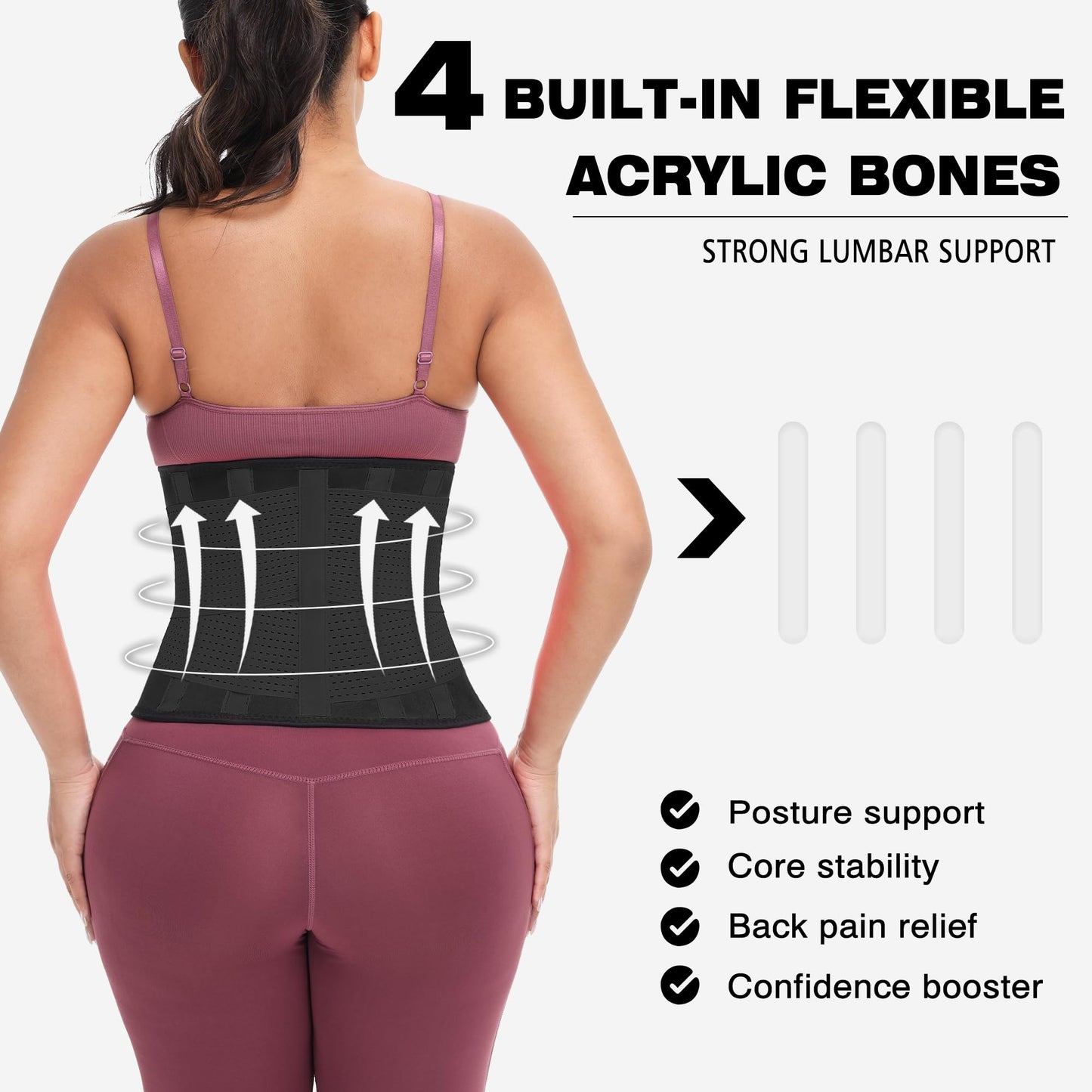 VENUZOR Waist Trainer Belt for Women - Waist Cincher Trimmer - Slimming Body Shaper Belt - Sport Girdle Belt (UP Graded)(Black,Medium)