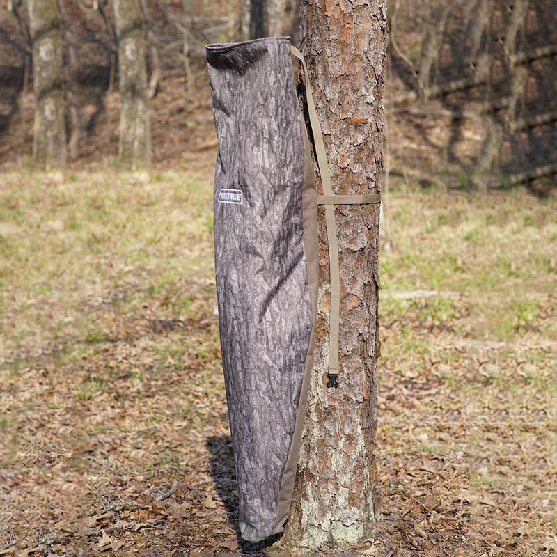 Moultrie 100 Lb Bag Feeder – Gravity-Fed Tree Hugger, No Batteries, Pine Bark Camo, Water-Resistant Fabric
