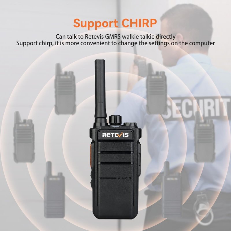 Retevis RB26 Long Range Walkie Talkies, GMRS 2 Way Radios, Rechargeable Two Way Radios, 2000mAh, Durability,Repeater Capable,Security Radio for Security Church Construction School Warehouse(5 Pack)