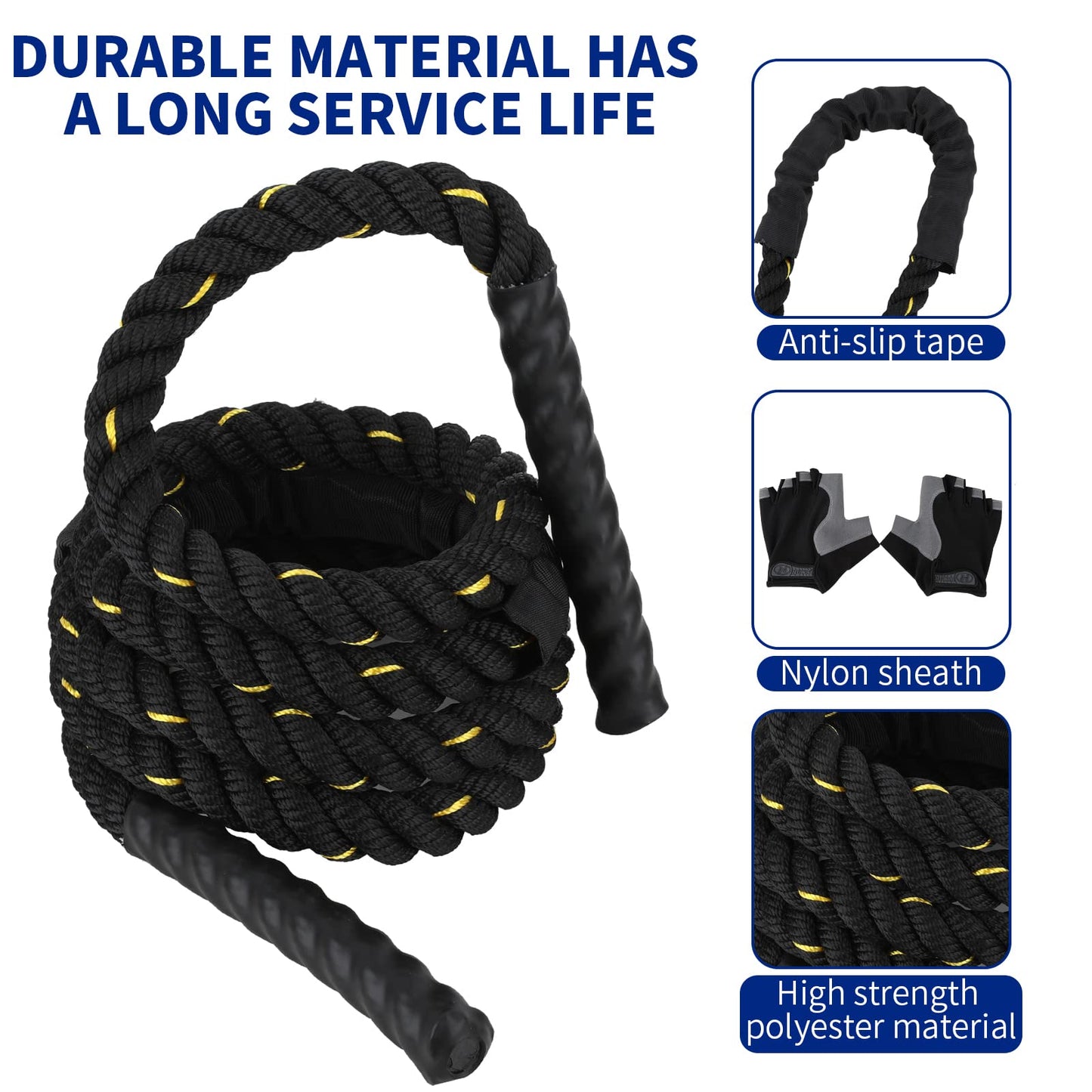 10FT Heavy Weighted Jump Ropes,Heavy Durable Jump Rope Adult Fitness Weighted Ropes Men and Women Whole Body Muscle Exercise to Improve Strength Endurance Training Sports Jumping Rope-2LB