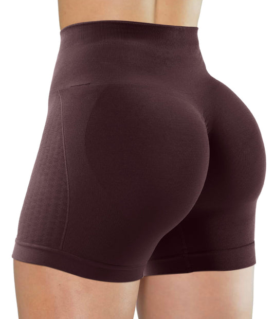 Unthewe Womens Workout Seamless Scrunch Butt Lifting Shorts High Waisted Tummy Control Gym Yoga Shorts(U329-Cashmere-M)