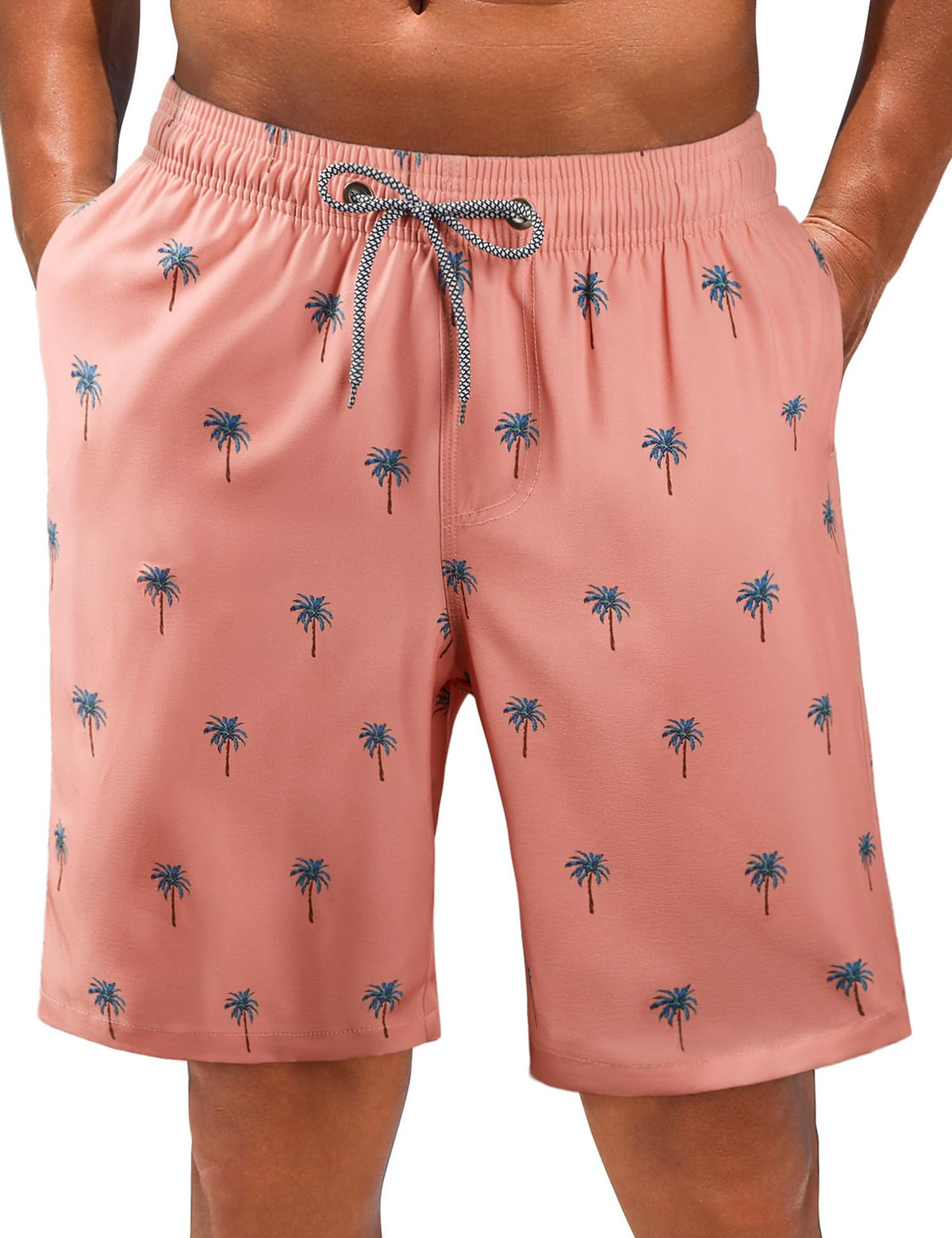 ELETOP Men's Swim Trunks Quick Dry Bathing Suit Swimming Board Shorts Mesh Lining Beach Swimwear Orange Pink XL