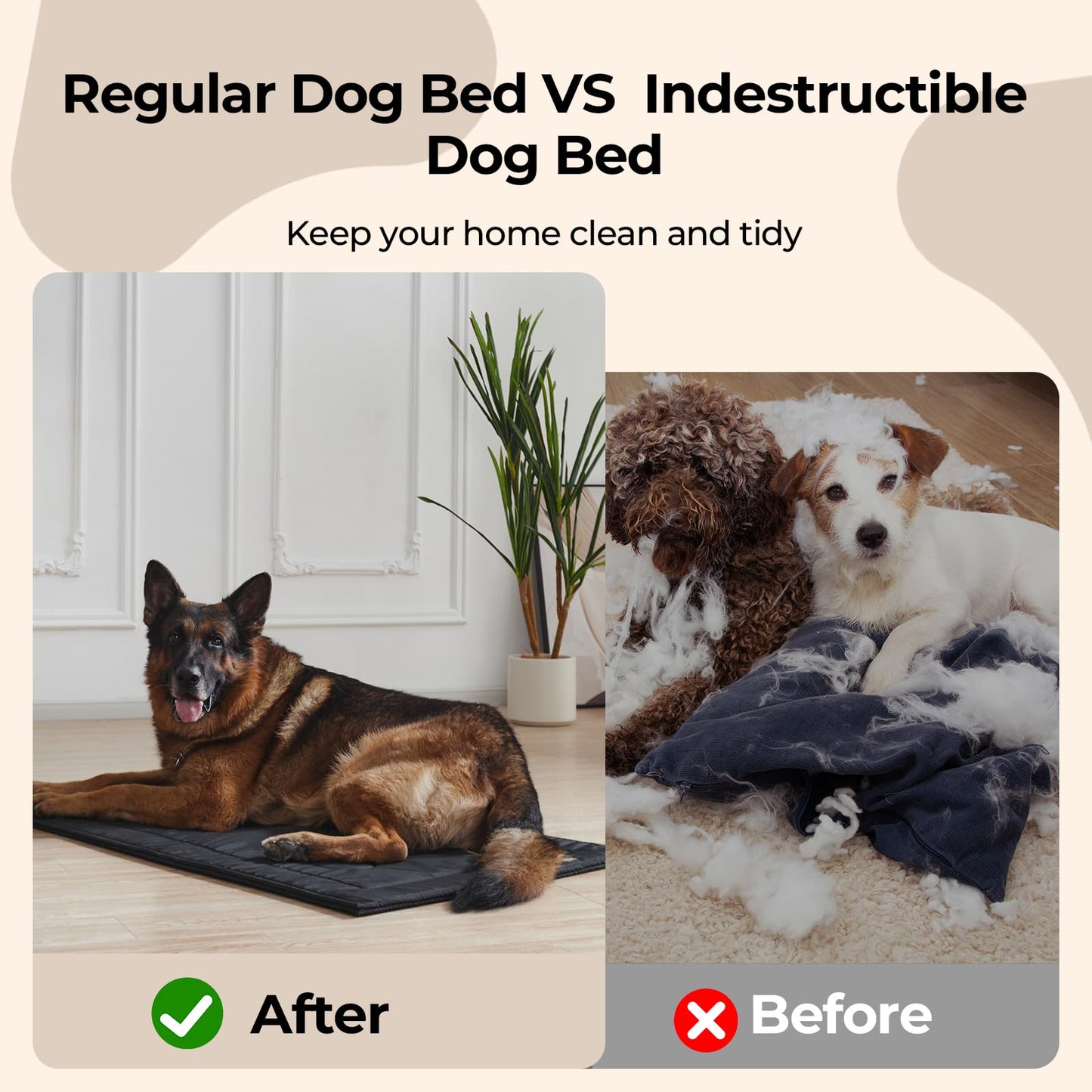 Couzssyhi Chew Proof Indestructible Dog Crate Pad,Medium (22"x35")