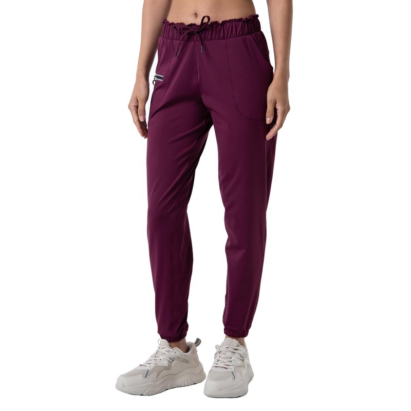 Haowind Joggers for Women with Pockets Elastic Waist Workout Sport Gym Pants Comfy Lounge Yoga Running Pants(Burgundy L)