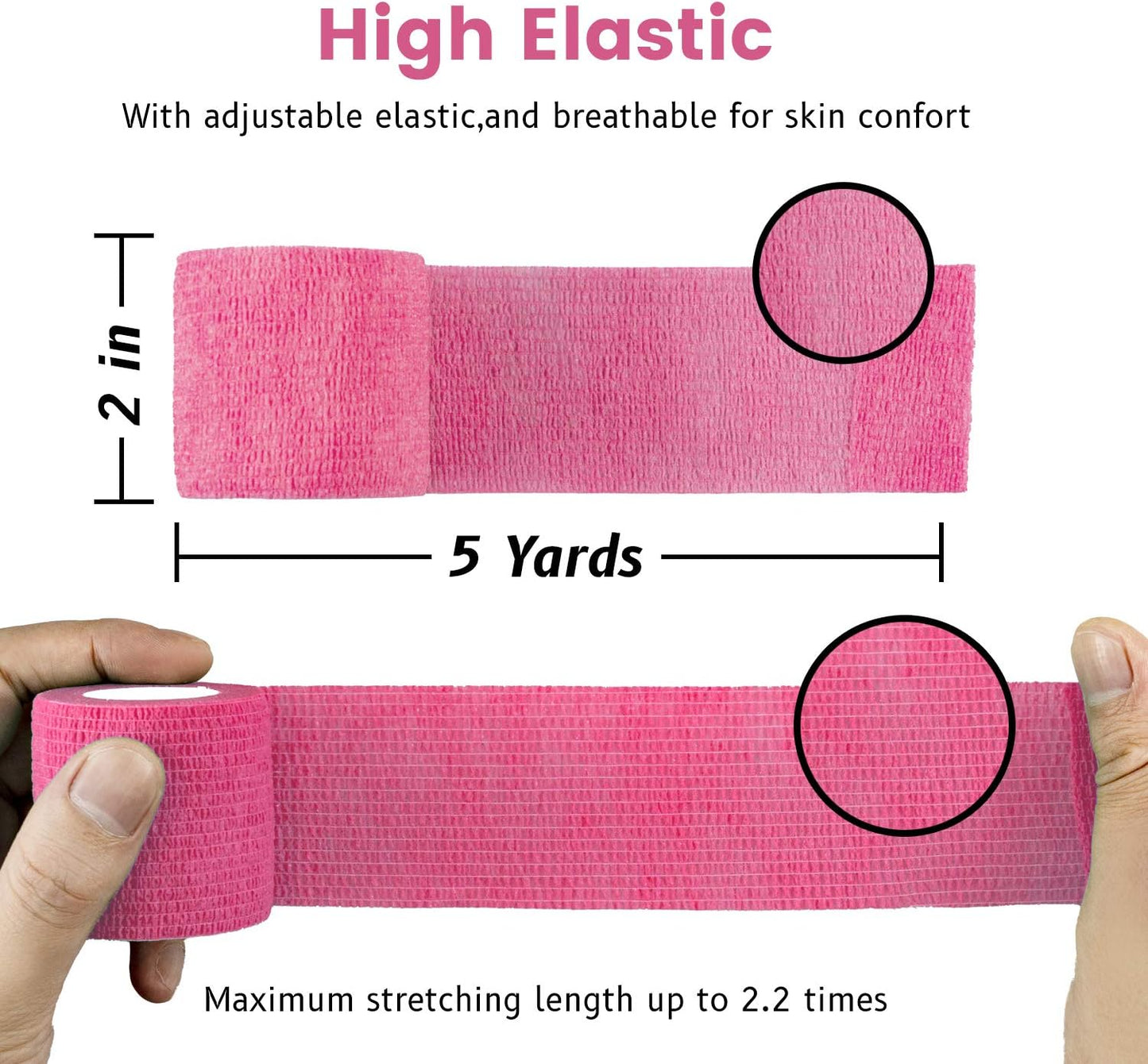 FRESINIDER Self-Adhesive Athletic Wrap Tape - Breathable Elastic Cohesive Bandage for Sports & Pets | 9 Rolls (Pink)