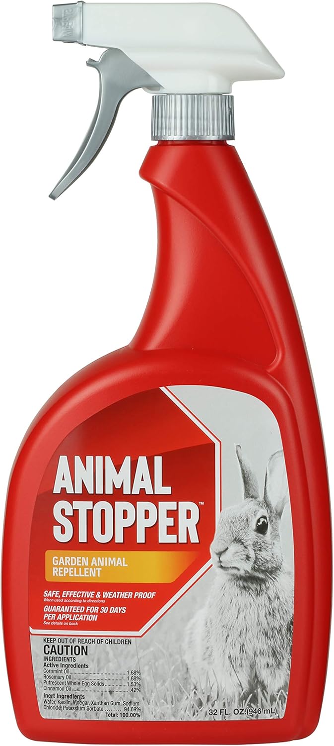 Animal Stopper Liquid Repellent - All-Natural Garden Animal Deterrent | Safe for People & Pets - 32 oz Trigger