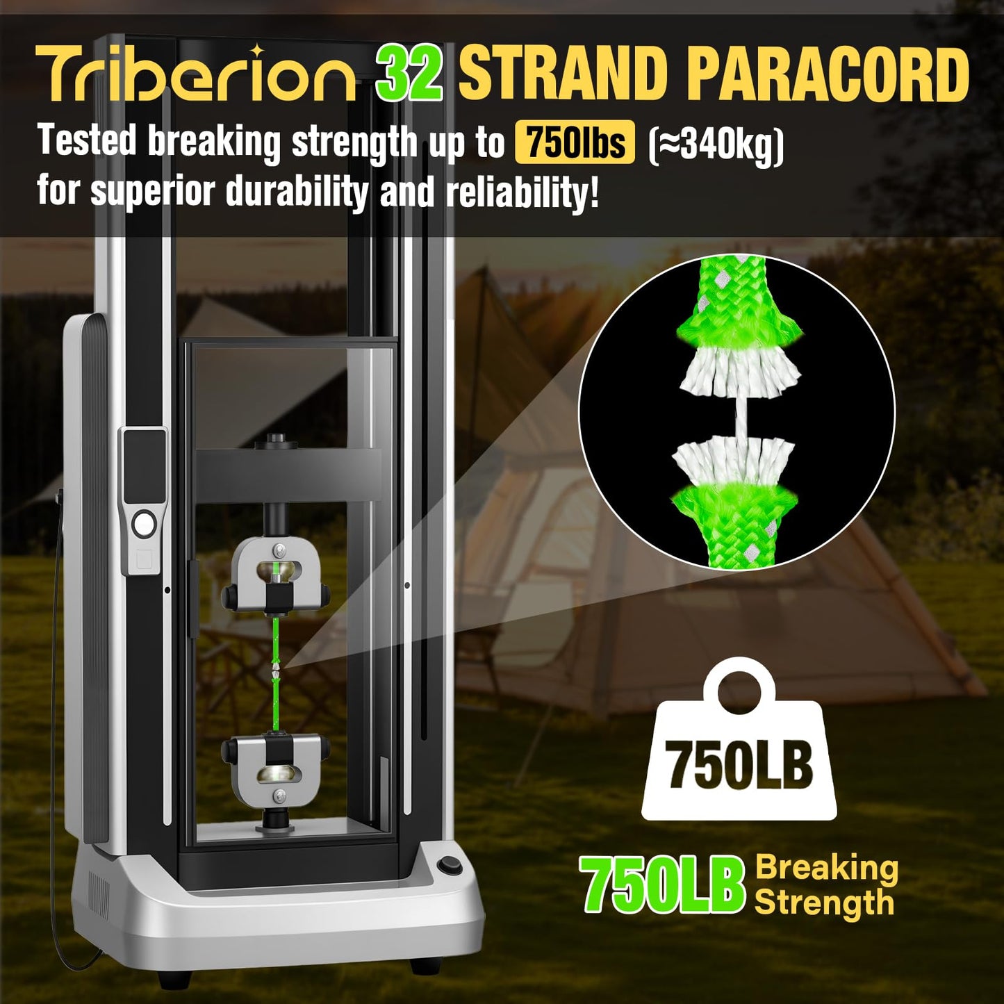 TRIBERION Reflective Paracord Rope 750 lb - 1000ft 5/32" Parachute Cord 4MM 12-Strand para Cord - Heavy Duty Spool String for Survival,Camping Gear, Survival Bracelet, Clothesline - Neon Green
