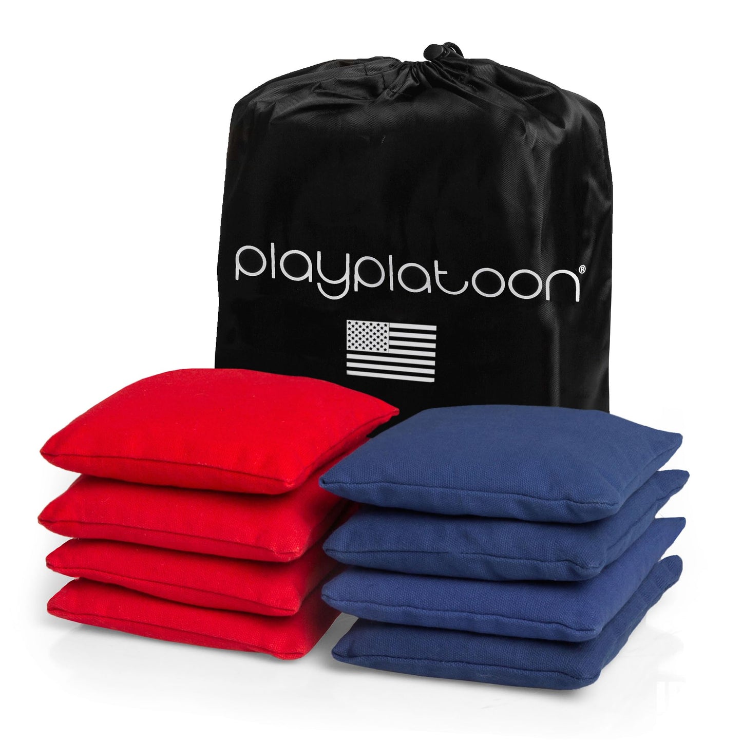 Play Platoon Cornhole Bags Set of 8, Red & Navy Blue Duck Cloth