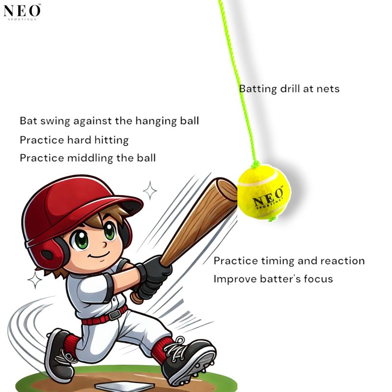 Neo Sportings_Training/Playing/Hanging_3 mtrs Nylon Rope, for Practice and Drill, Cricket/Baseball/Slightly Light Weight Ball 80-90 Grams =Pack of 1