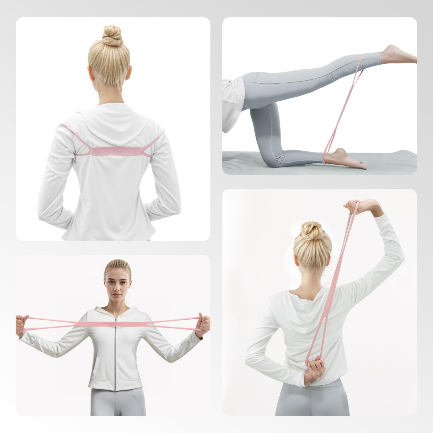 PROIRON Figure 8 Resistance Bands with Handles 15LB Exercise Band Stretch Bands for Yoga arm Chest and Shoulder Stretch Resistance Band for Women - Pink