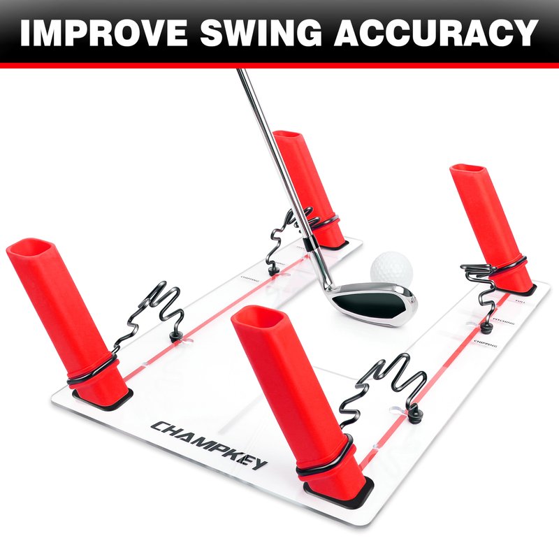 CHAMPKEY Magnetic Golf Swing Trainer - Swing Plane Training Aid - Improve Swing Accuracy and Skills for Indoor and Outdoor Training (Red)