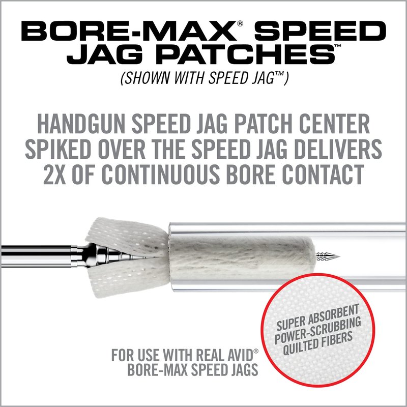 Real Avid Bore-Max Speed Patches Refill Pack, Gun Cleaning Supplies, Pistol/Rifle Cleaning Patches, 250-Count (Handgun .22cal (4")),White