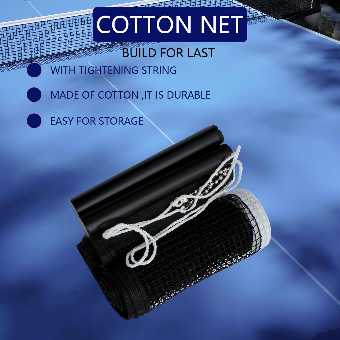 Portable Table Tennis Net with Clamps Collapsible Steel Post Ping Pong Net Set for Indoor/Outdoor Use Includes Clip Grip & Durable Mesh Easy Setup