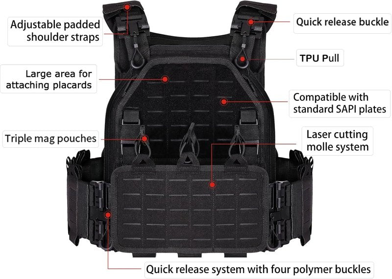 Tactical Outdoor Vest for Men - Quick Release Adjustable Airsoft Gear | Modular Laser-Cutting Design