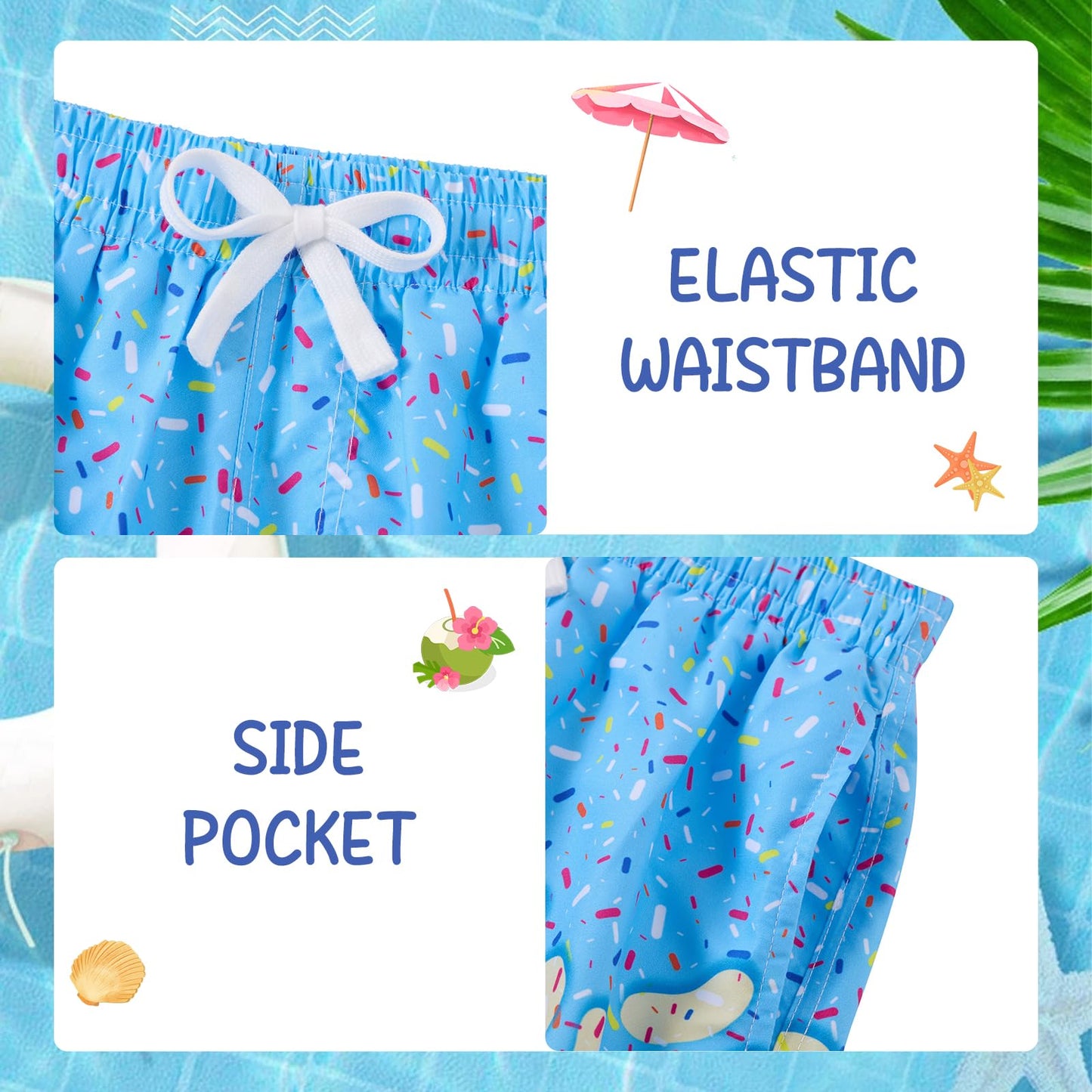 Boy Swimming Trunks with Compress 10-12 Yellow Waffle Running Board Shorts