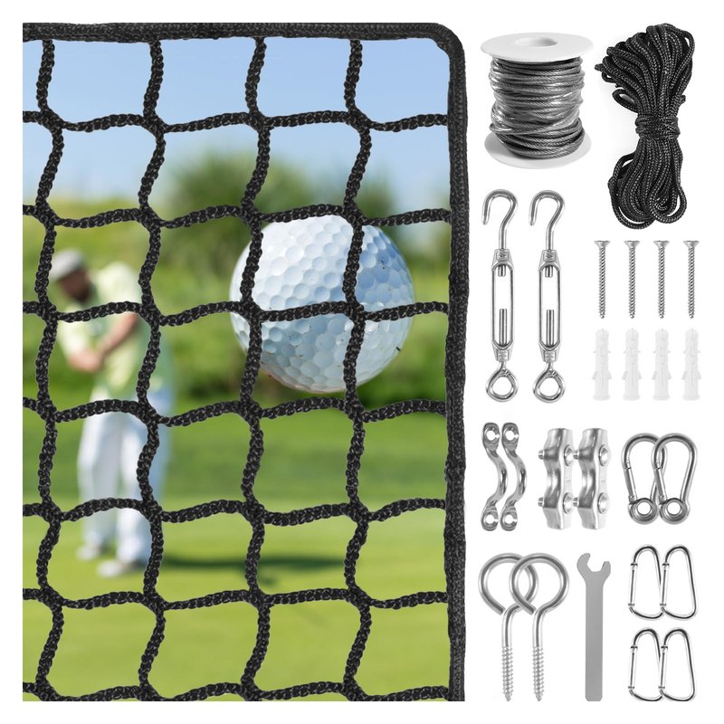 NQB Golf Net & Practice Net with Steel Hanging Kit & Nylon Rope, Golf Hitting Net for Golf, Baseball, Hockey, Soccer Net or Indoor Garage, and Driving Nets for Backyard