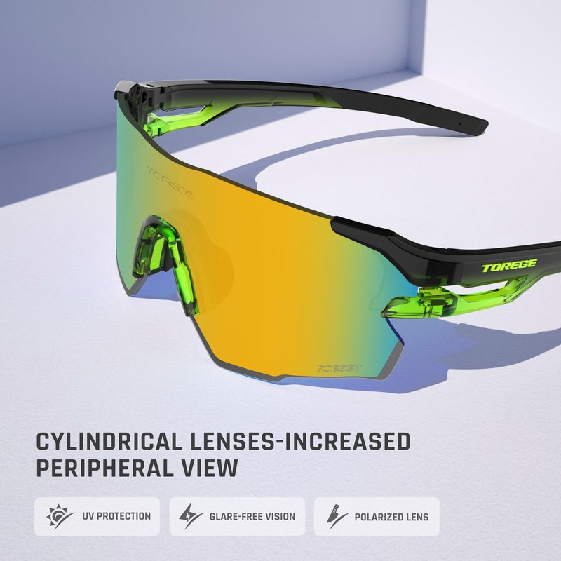 Sports Sunglasses for Men and Women-UV Protection, Ideal for Cycling, Fishing, Baseball, Running, Golf Iceman (C8- Fluorescent Yellow Black&Gold Lens)