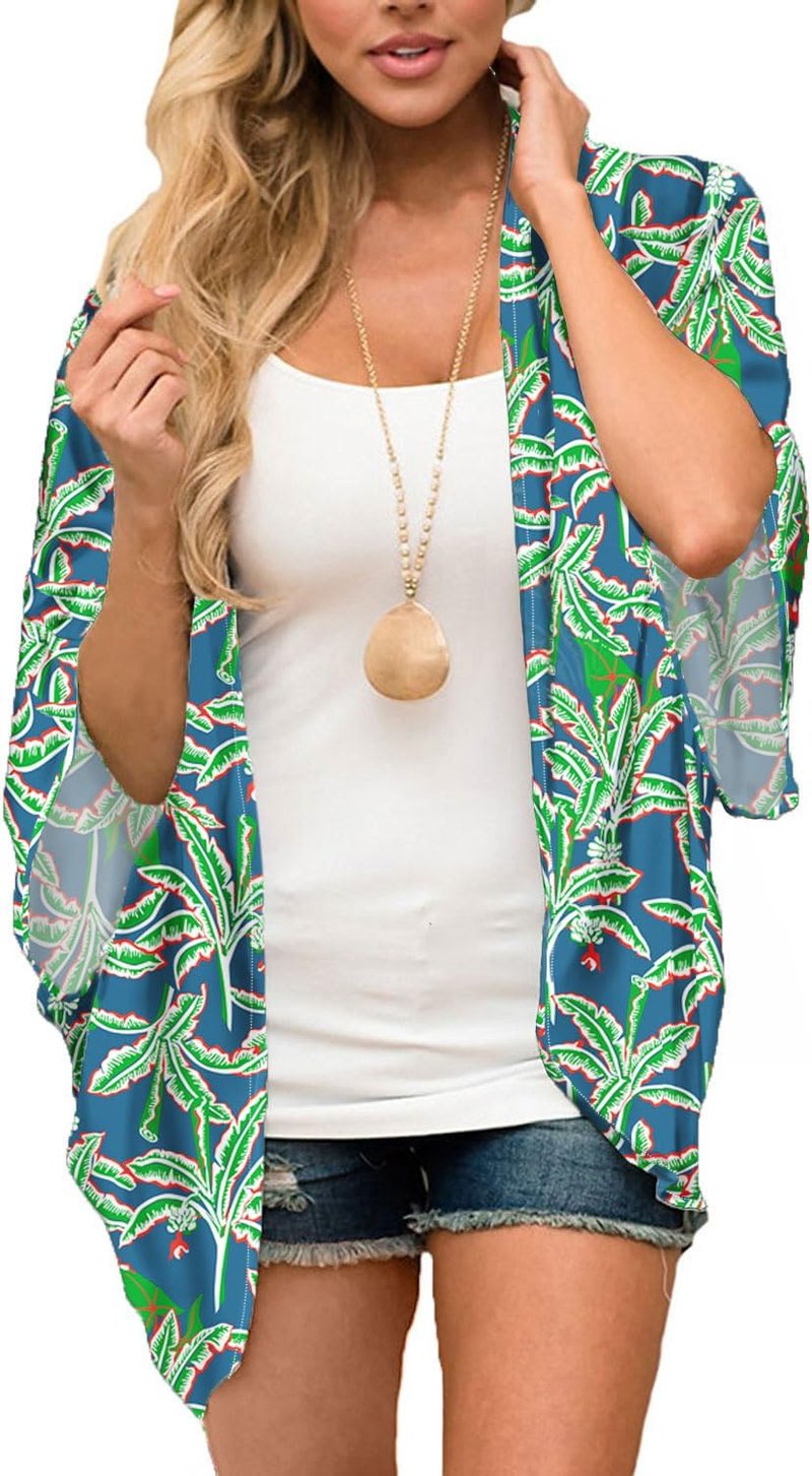 Women's Chiffon Kimono - Loose Casual Open Front Cover Up | Lightweight & Stylish