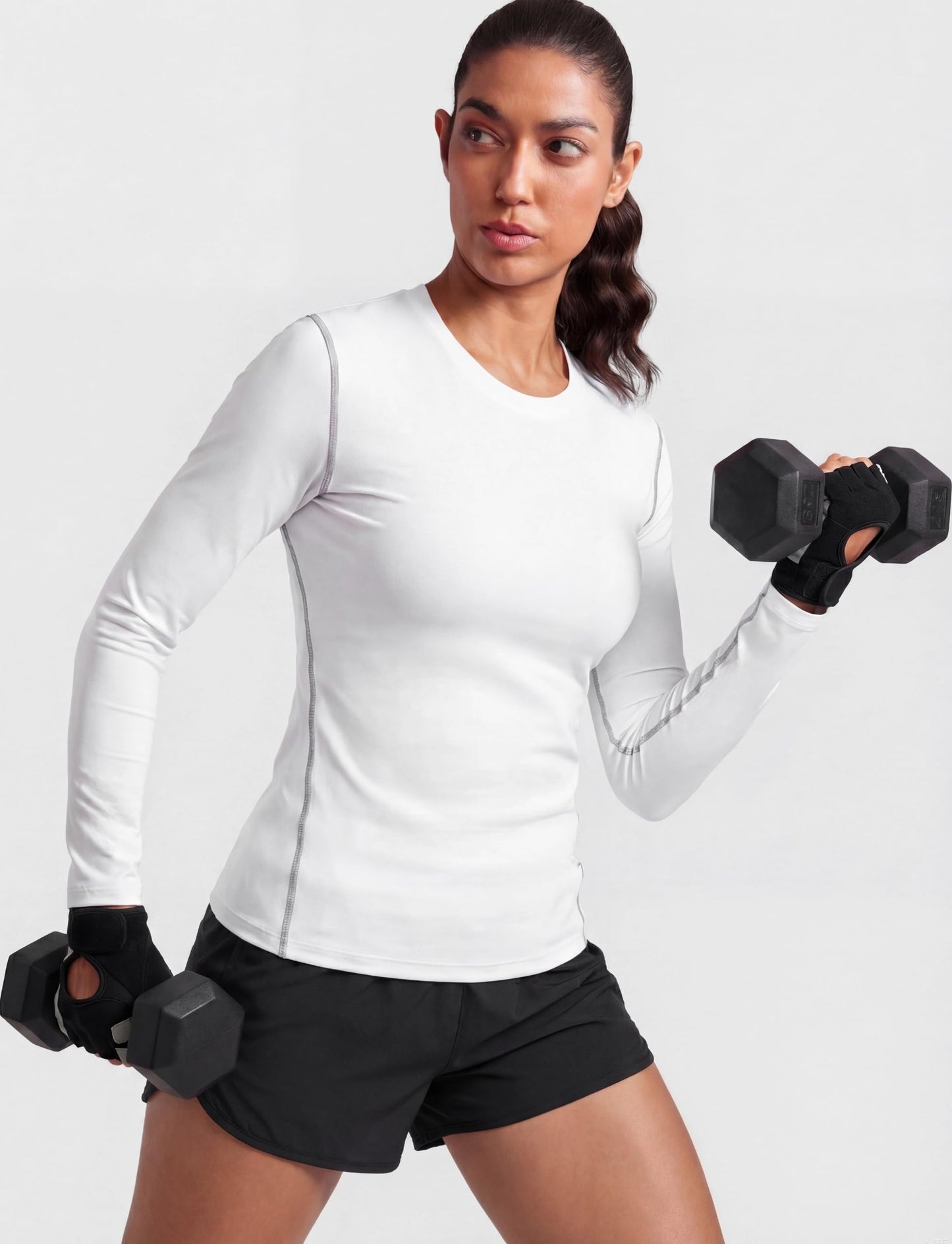 WANAYOU Women's Compression Shirt Dry Fit Long Sleeve Running Athletic T-Shirt Workout Tops Under Scrub Shirts Long Sleeve Sports Base Layer Gym Yoga 3 Pack Black S