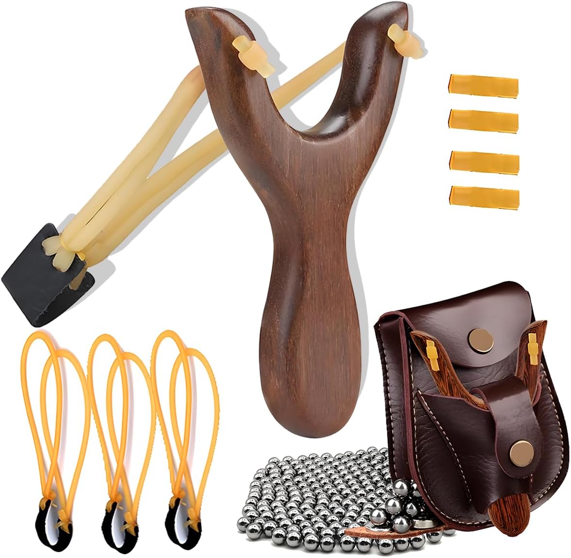Solid Wooden Slingshot Set - Classic Outdoor Sling Shot for Hunting & Games | Red