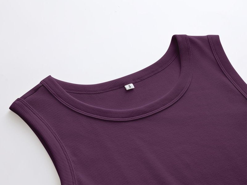ANRABESS Womens Sleeveless High Neck Tank Tops Fashion Summer Casual Basic Slim Fit Ribbed Racerback Top Shirt Clothes Dark Purple X-Large