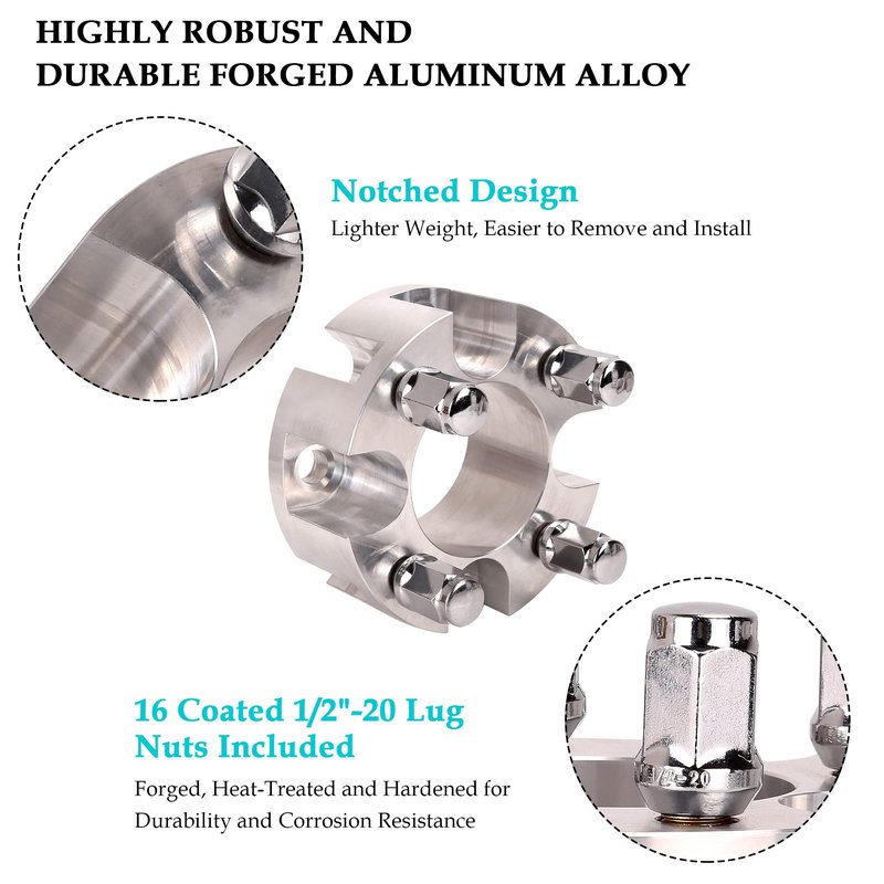10L0L Golf Cart 2 inch Wheel Spacers for Yamaha, EZGO, Club Car (4x72mm Bolt Pattern, 68mm Hub Bore, 1/2-20 Studs) 4 Pack, Silver
