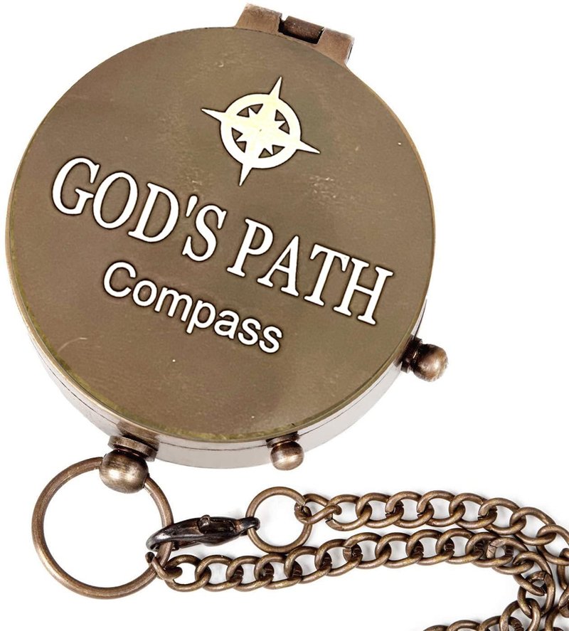 God's Path Compass - Engraved Working Handmade Antique Compass with Scripture - Religious, Christian, Catholic, Christening, First Communion, Confirmation Gifts for Teenage Boys and Men