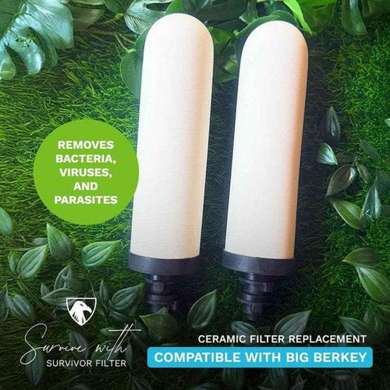Survivor Filter Ultra Gravity Water Filter Replacement Pack - 2X Ceramic Filter Replacement - Compatible with Big Berkey - Removes Bacteria, Viruses, and Parasites