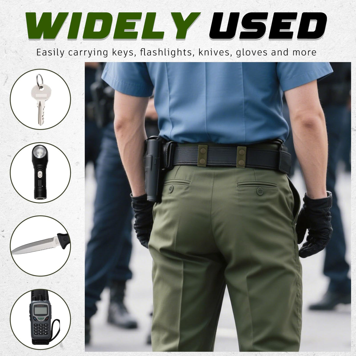 WILLBOND 8 Pcs Belt Keepers for Duty Belt 2-1/4 Wide with Double Snaps Nylon Tactical Loop Keeper Holder for Police Officer Fixing Security Military Equipment Accessories(Army Green)