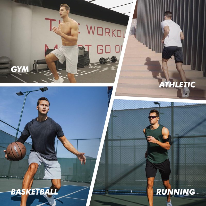 BOOJO 7 Pack Mens Athletic Shorts - Gym Basketball Running Workout Quick Dry Black Shorts with Pockets for Casual Performance