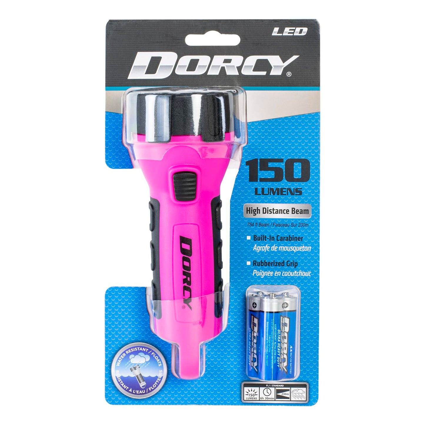 Dorcy 55 Lumen Floating Water Resistant LED Flashlight with Carabineer Clip, Pink ( 41-2509)