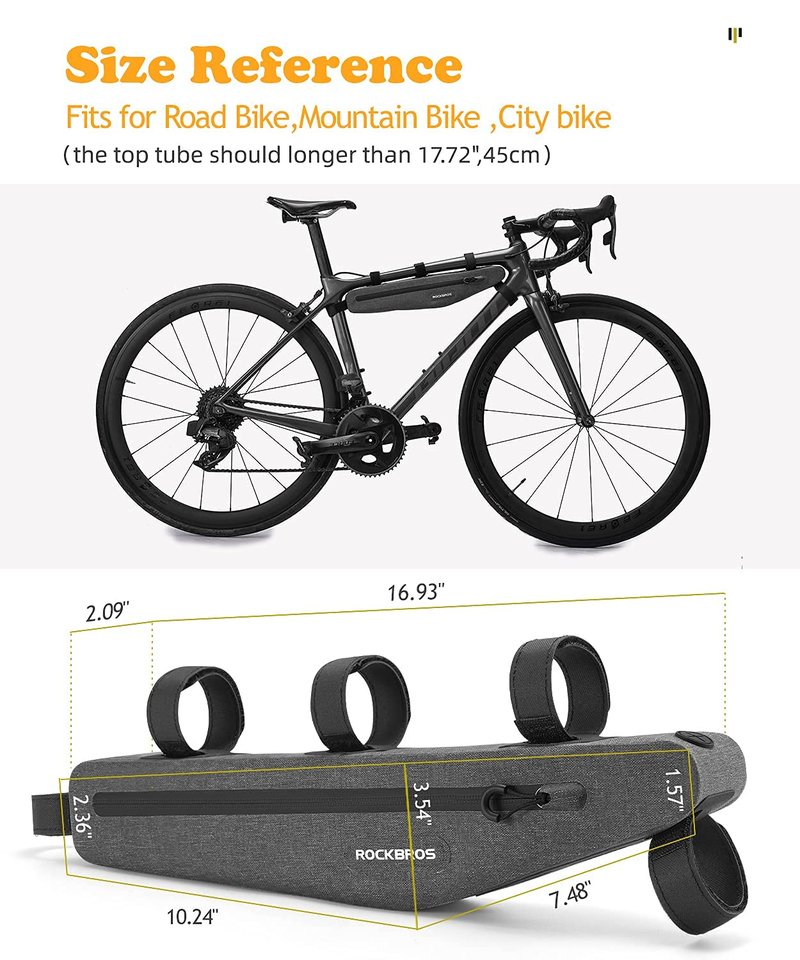 ROCKBROS Bike Frame Bag Bike Triangle Bag Waterproof Bike Top Tube Bag Cycling Pouch 1.5 L Classified Capacity