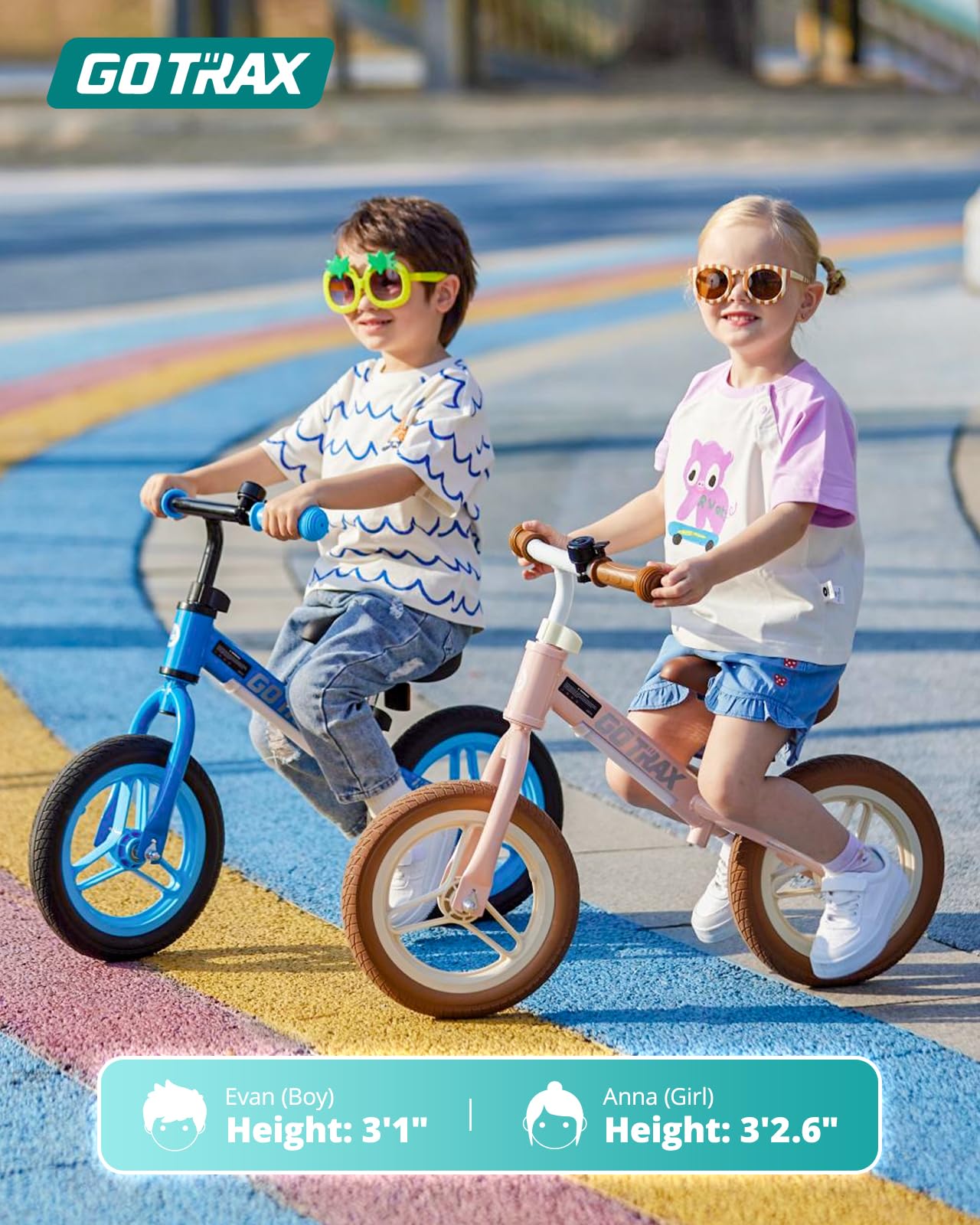 Gotrax KS12 Balance Bike for 2-5, 12" Toddlers Push Bike with LED Light, Adjustable Seat & Handlebar, Flat-Free Tires & Easy Assembly Kids Bicycle, Lightweight & No Pedal, Gift for Boys Girls, Blue