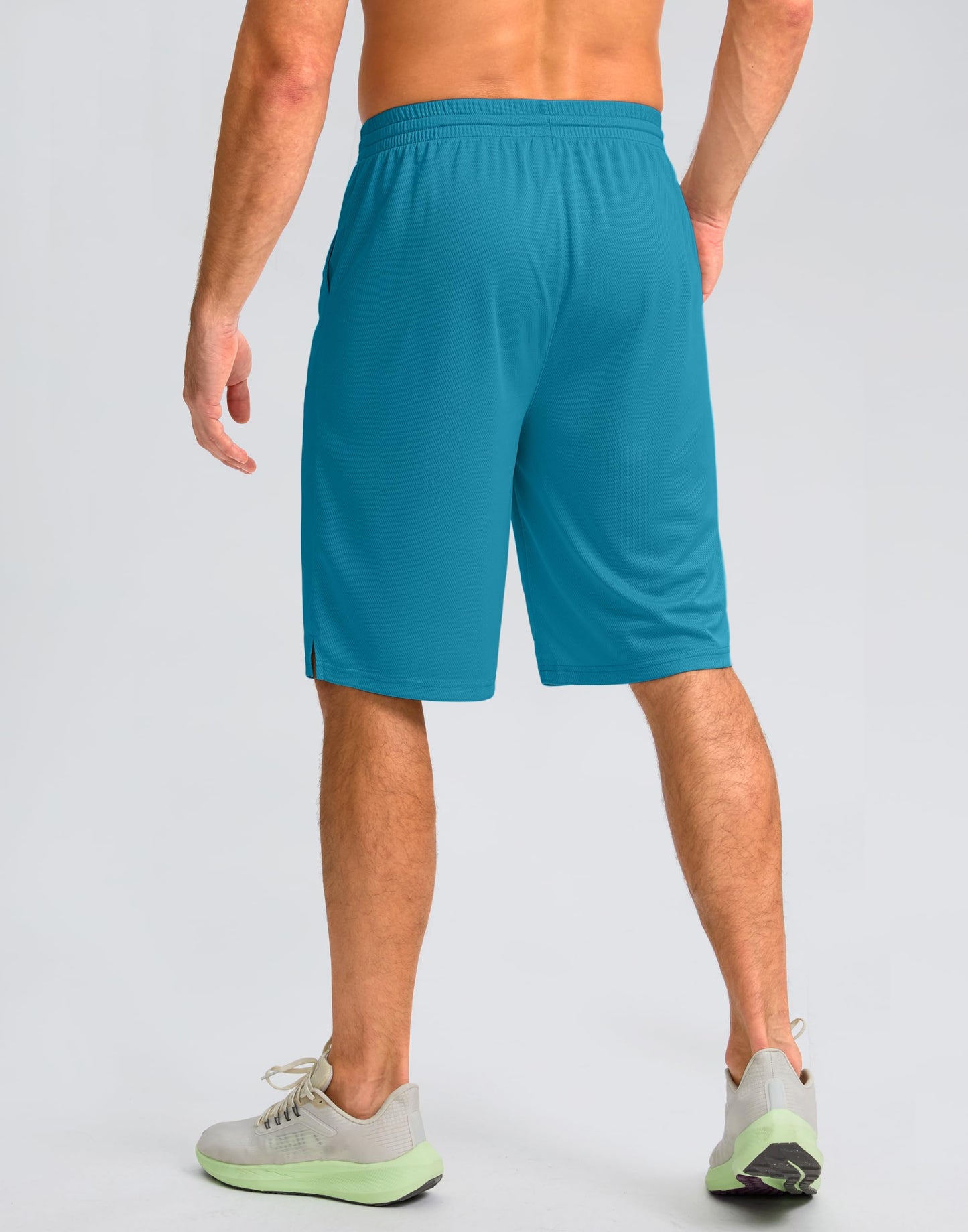 G Gradual Men's Athletic Shorts with Pockets 9" / 11" Long Basketball Shorts Lightweight Quick Dry Gym Workout Shorts for Men(Lake Blue,L)