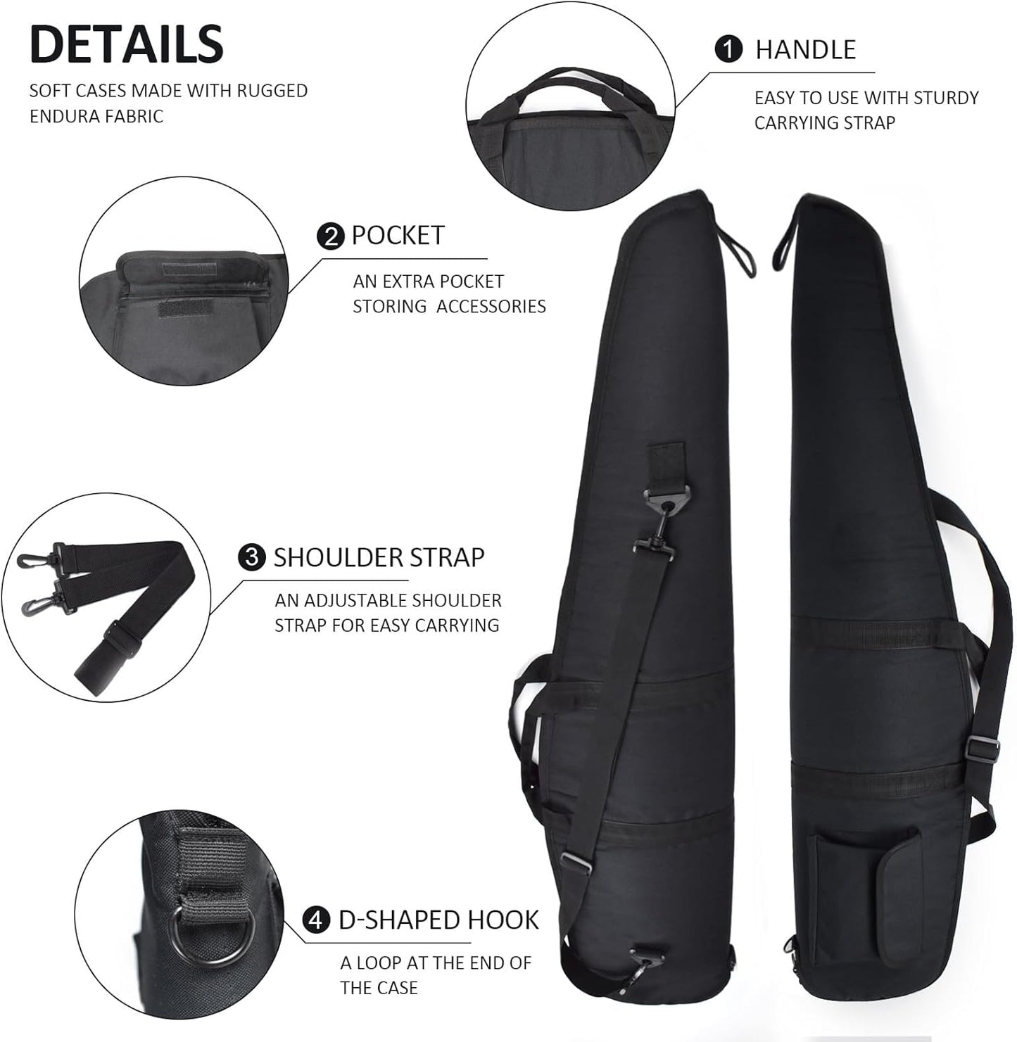 Soft Rifle Gun Case - 41/45/49 Inch Shotgun Carrying Bag with Adjustable Shoulder Sling